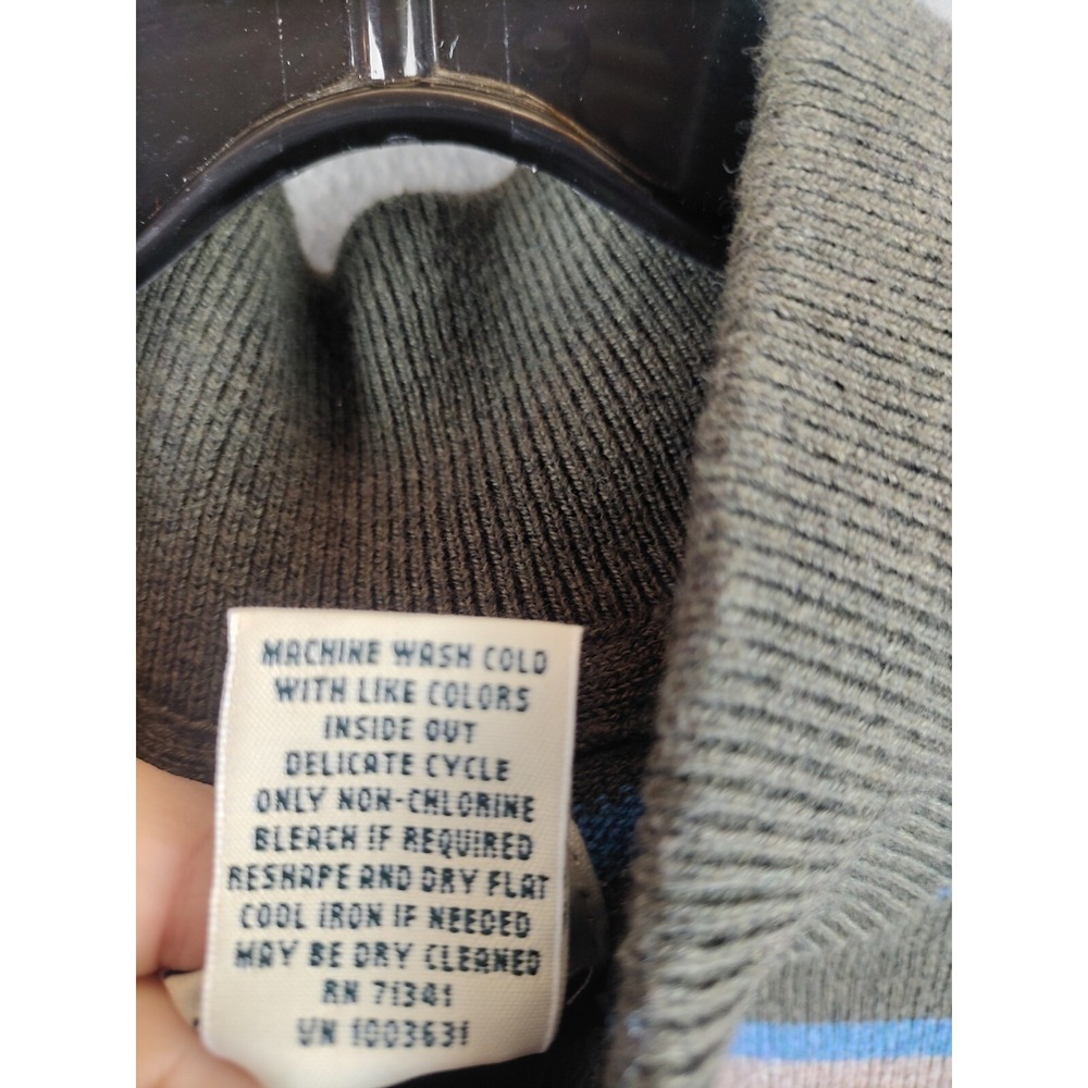 LL Bean‎ Mens Sweater Large Cashmere Blend 1/4 Zip Stripe Cabincore Cozy Rustic - Picture 4 of 8